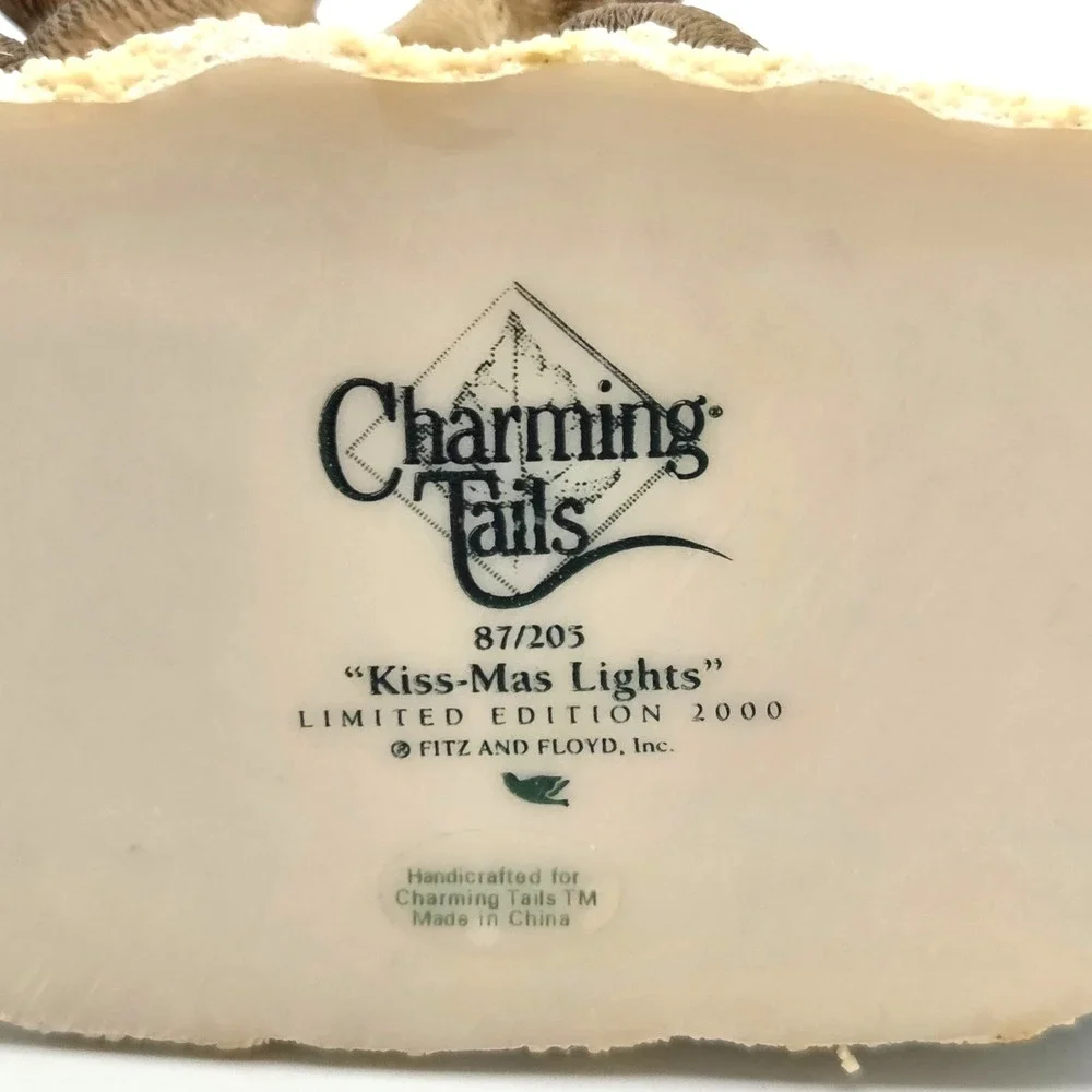 Vintage Charming Tails Mice Kiss-Mas Lights Fitz & Floyd 87/205 2000 Christmas